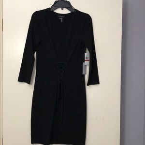 1. State black tie up dress